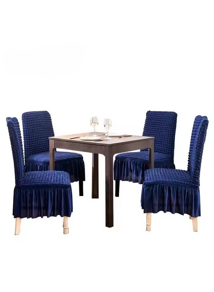 Dining room chair cover 2-piece set, elastic chair cover with skirt and detachable kitchen chair cover protective cover for home, party and wedding (blue, 2 pieces) - Image 3